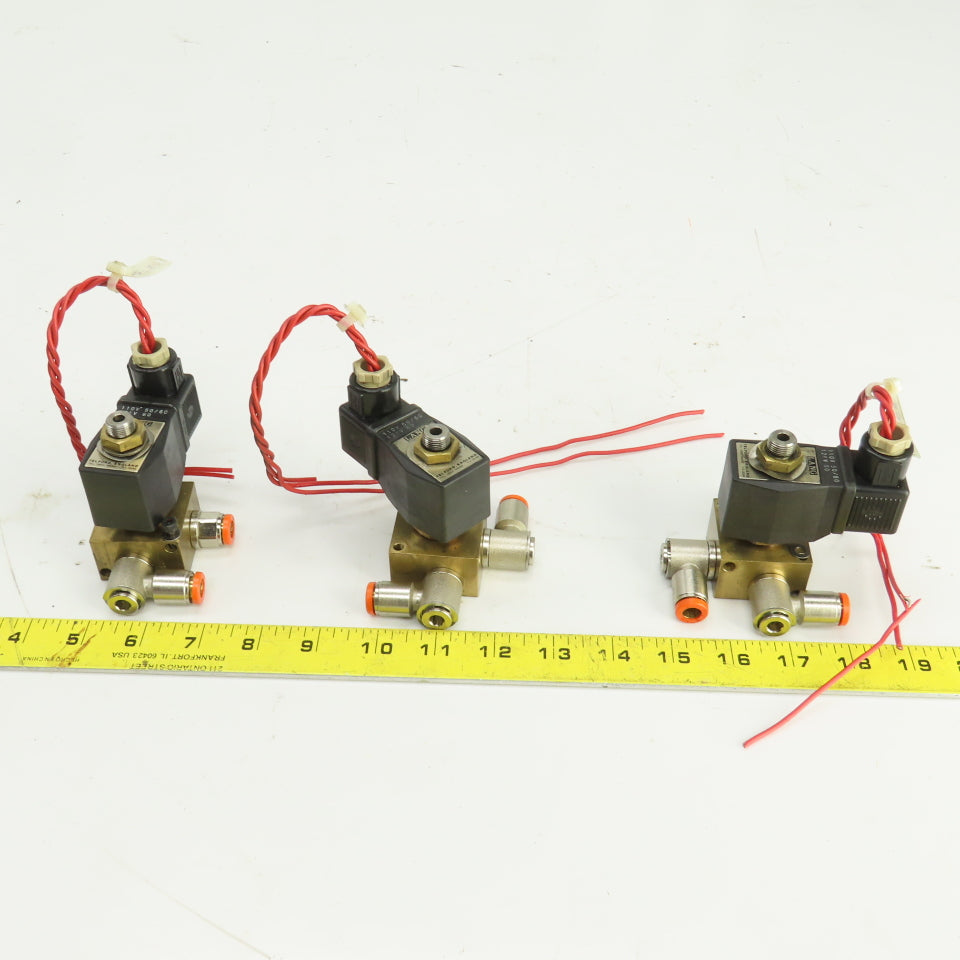 Lang Pneumatic Solenoid Operated 2 Port Brass Valve 120V Lot Of 3