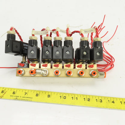 Vickers Lang Pneumatic Solenoid Operated 7 Port Brass Distribution Valve 120V