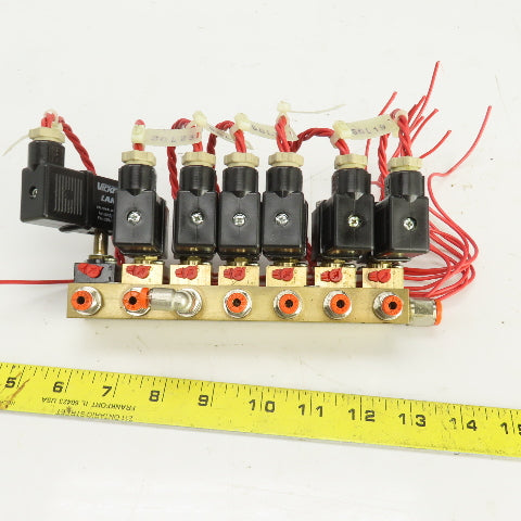 Vickers Lang Pneumatic Solenoid Operated 7 Port Brass Distribution Valve 120V