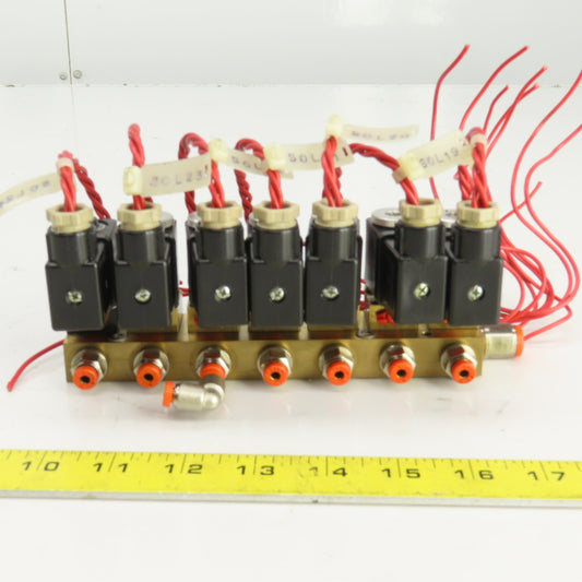 Vickers Lang Pneumatic Solenoid Operated 7 Port Brass Distribution Valve 120V