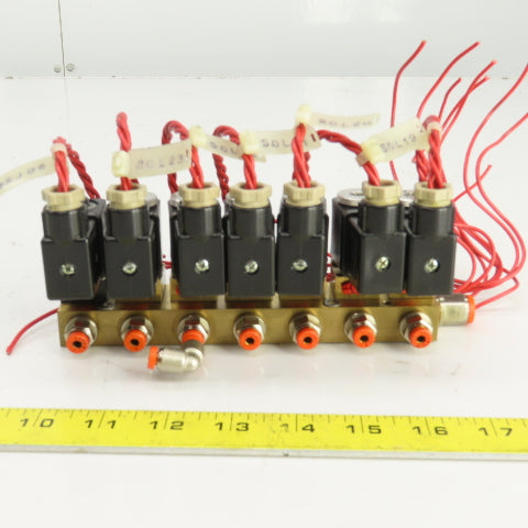 Vickers Lang Pneumatic Solenoid Operated 7 Port Brass Distribution Valve 120V