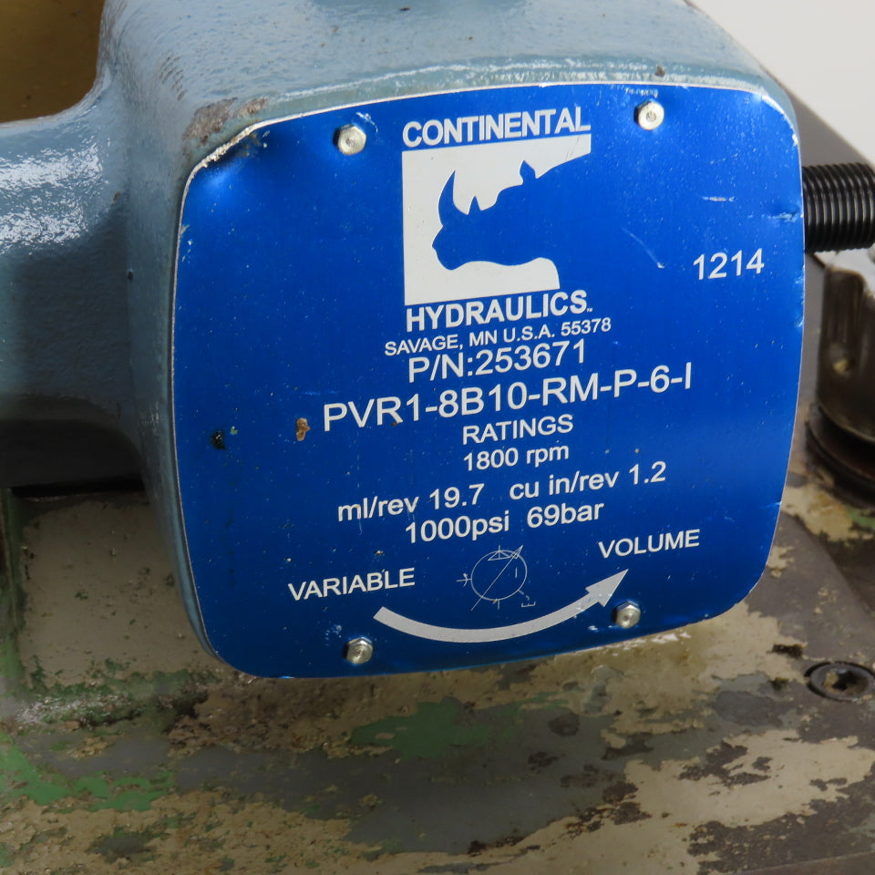 Continential PVR1-8B10-RM-P-6-1 2HP 30 Gallon Hydraulic Power Unit W/Variable