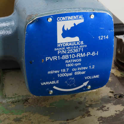 Continential PVR1-8B10-RM-P-6-1 2HP 30 Gallon Hydraulic Power Unit W/Variable