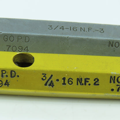 3/4"-16 NF 2 & 3/4"-16 NF 3 Thread Plug Gage Go .7094 No Go .7139