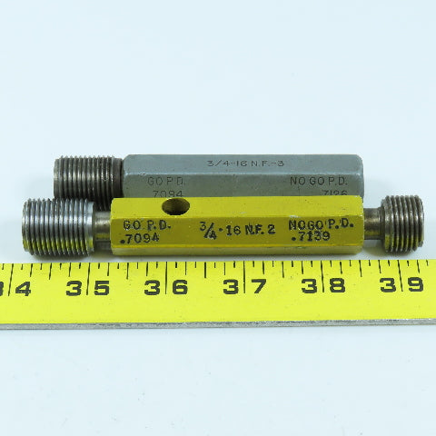 3/4"-16 NF 2 & 3/4"-16 NF 3 Thread Plug Gage Go .7094 No Go .7139