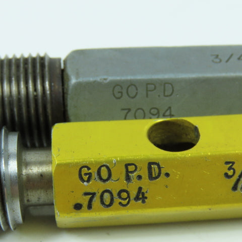 3/4"-16 NF 2 & 3/4"-16 NF 3 Thread Plug Gage Go .7094 No Go .7139