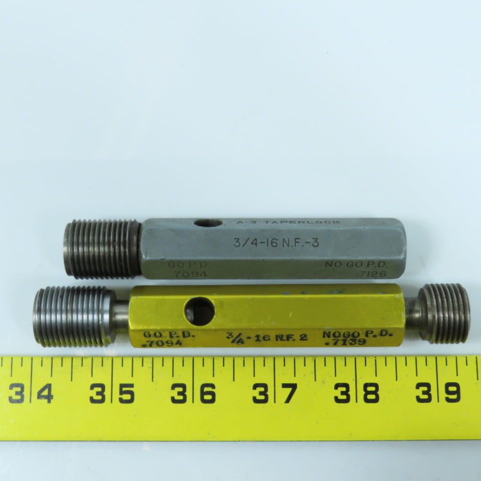 3/4"-16 NF 2 & 3/4"-16 NF 3 Thread Plug Gage Go .7094 No Go .7139