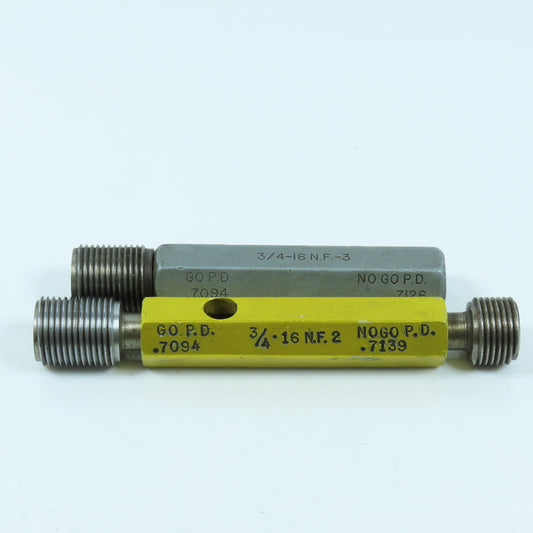 3/4"-16 NF 2 & 3/4"-16 NF 3 Thread Plug Gage Go .7094 No Go .7139