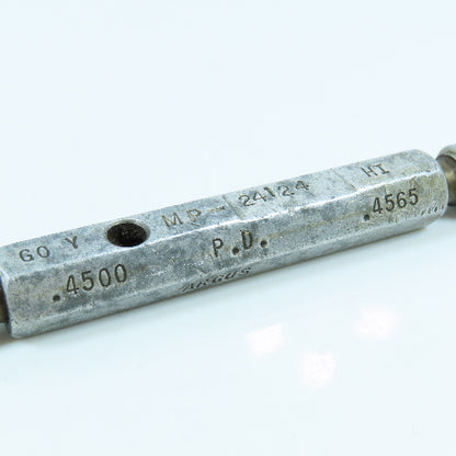 1/2"-13 UNC-2B Extra Long Thread Plug Gage Go PD .4500 No Go PD .4565
