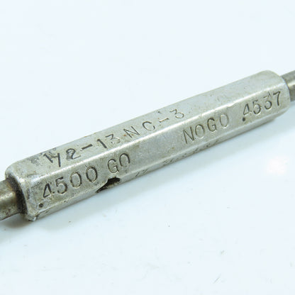 Metro 1/2"-13 NC-3 Extra Long Thread Plug Gage Go PD .4500 No Go PD .4537