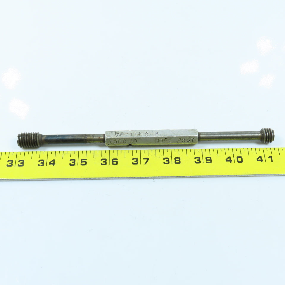 Metro 1/2"-13 NC-3 Extra Long Thread Plug Gage Go PD .4500 No Go PD .4537