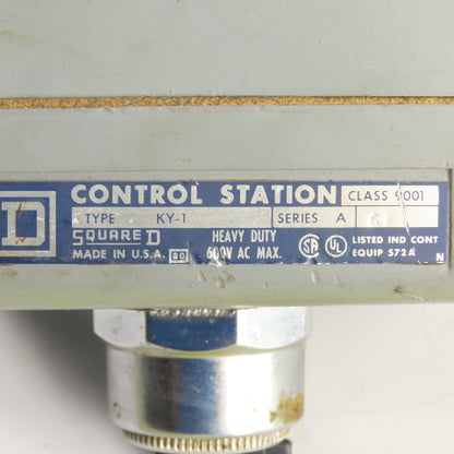 Square D KY-1 Class 9001 Control Station 120-600V 2 Position Selector Switch