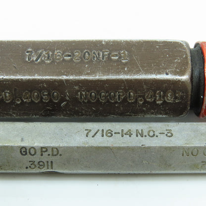7/16"-14 NC-3 & 7/16"-20 NF-1 Thread Plug Gage Lot of 2