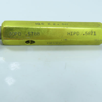 Hemco M16 x 2.0 6H Double End Thread Plug Gage Go PD .5788 No Go .5871