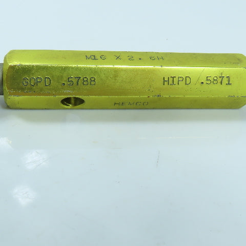 Hemco M16 x 2.0 6H Double End Thread Plug Gage Go PD .5788 No Go .5871
