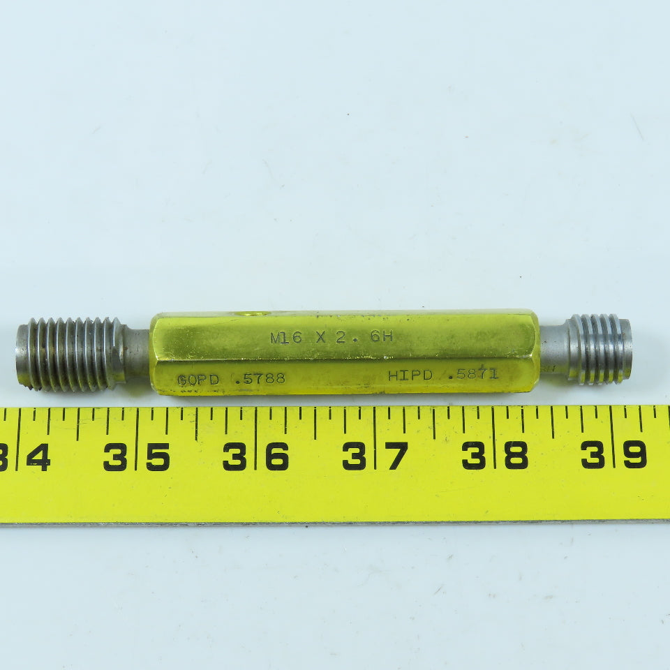 Hemco M16 x 2.0 6H Double End Thread Plug Gage Go PD .5788 No Go .5871
