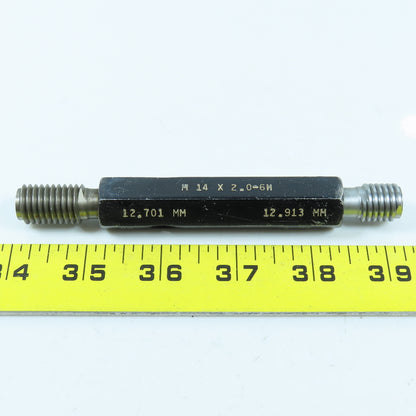 Dundick M14 x 2.0 6H Double End Thread Plug Gage Go PD 12.701 No Go 12.913