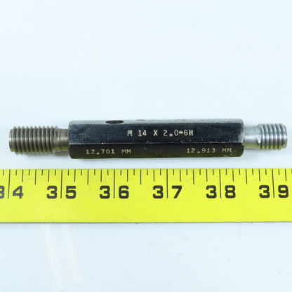 Dundick M14 x 2.0 6H Double End Thread Plug Gage Go PD 12.701 No Go 12.913