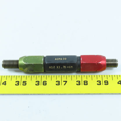 Agmaco M12 x 1.75 6M Double End Thread Plug Gage Go PD .4277 No Go .4355