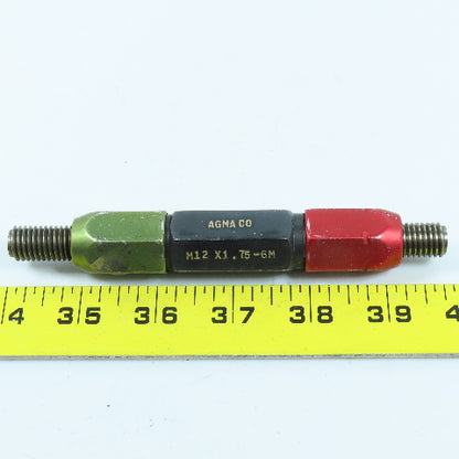Agmaco M12 x 1.75 6M Double End Thread Plug Gage Go PD .4277 No Go .4355