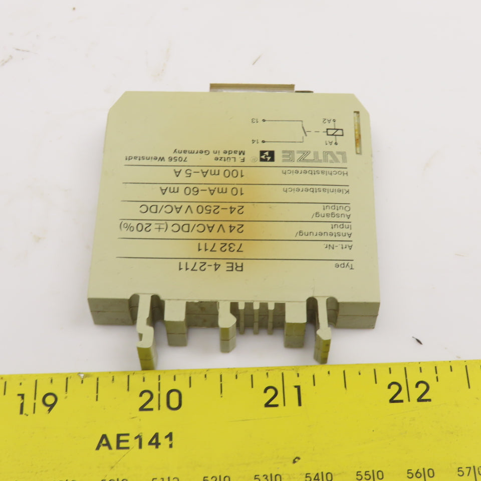Lutze RE 4-2711 24VAC Input 24-250V AC/DC Output DIN Mount Relay Module