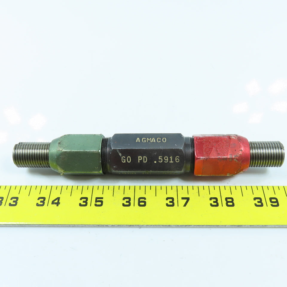 Agmaco M16 x 1.5 Double End Thread Plug Gage Go PD .5916 No Go PD .5962