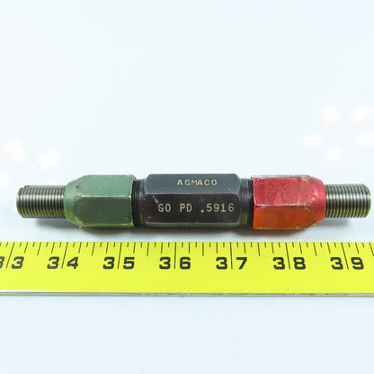 Agmaco M16 x 1.5 Double End Thread Plug Gage Go PD .5916 No Go PD .5962
