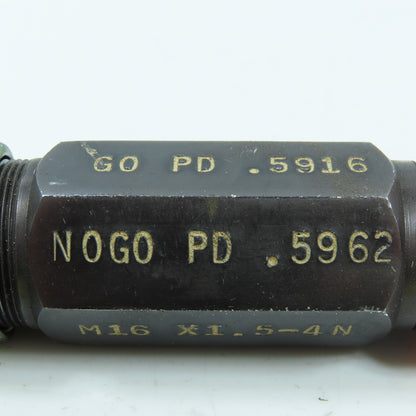 Agmaco M16 x 1.5 Double End Thread Plug Gage Go PD .5916 No Go PD .5962