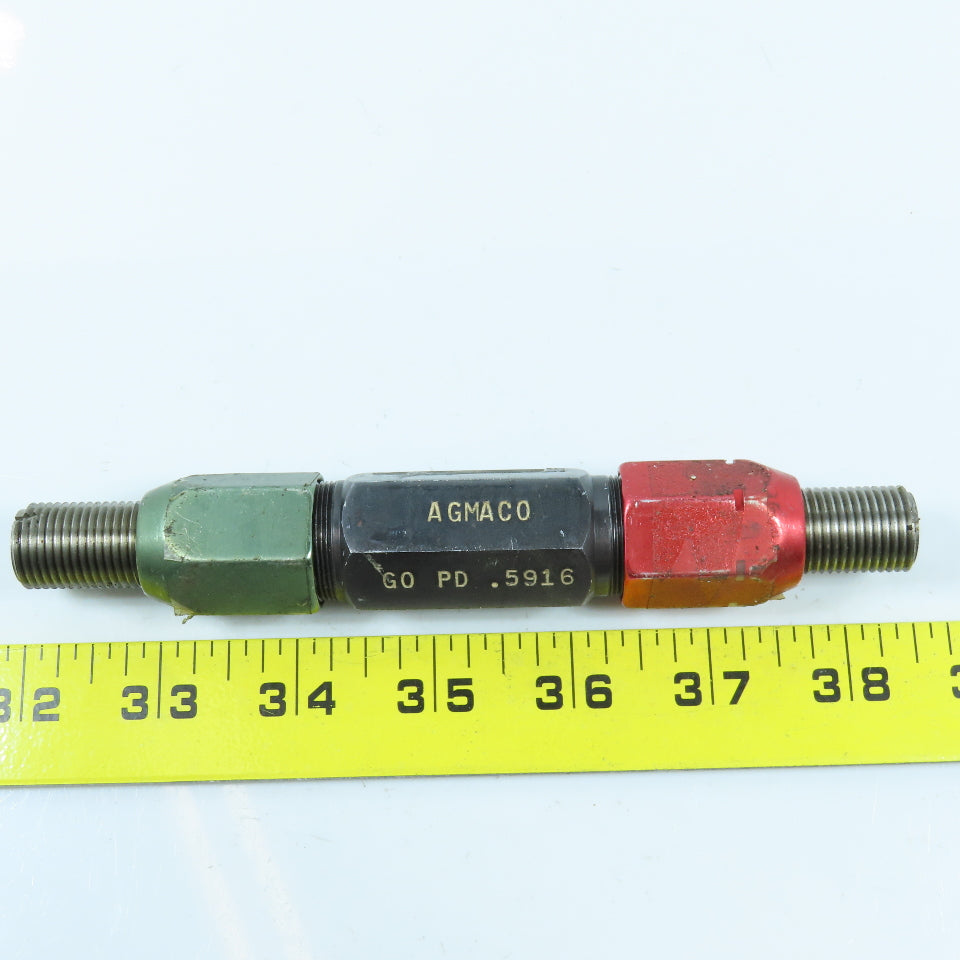 Agmaco M16 x 1.5 Double End Thread Plug Gage Go PD .5916 No Go PD .5962