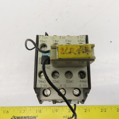 Siemens 3TF4222-0A Size 0 Contactor Starter Relay 600V 15Hp 110V Coil 2NO/2NC