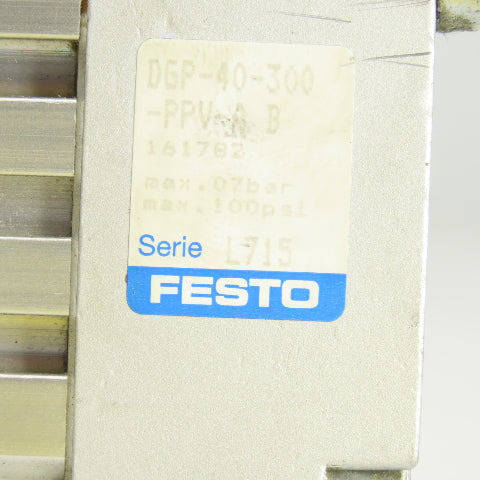Festo 161782 DGP-40-300-PPV-A-B Ser L715 Pneumatic Linear Drive 100 PSI 7 Bar