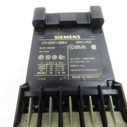 Siemens 3TH2031-0BB4 Contactor Relay 600V 3NO+1NC