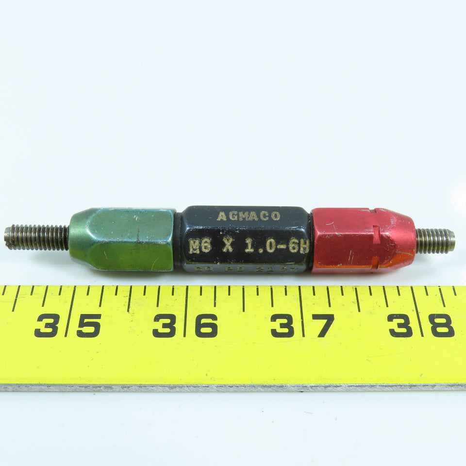 Agmaco M6 x 1.0 6H Double End Thread Plug Gage Go PD .2107 No Go PD .2165