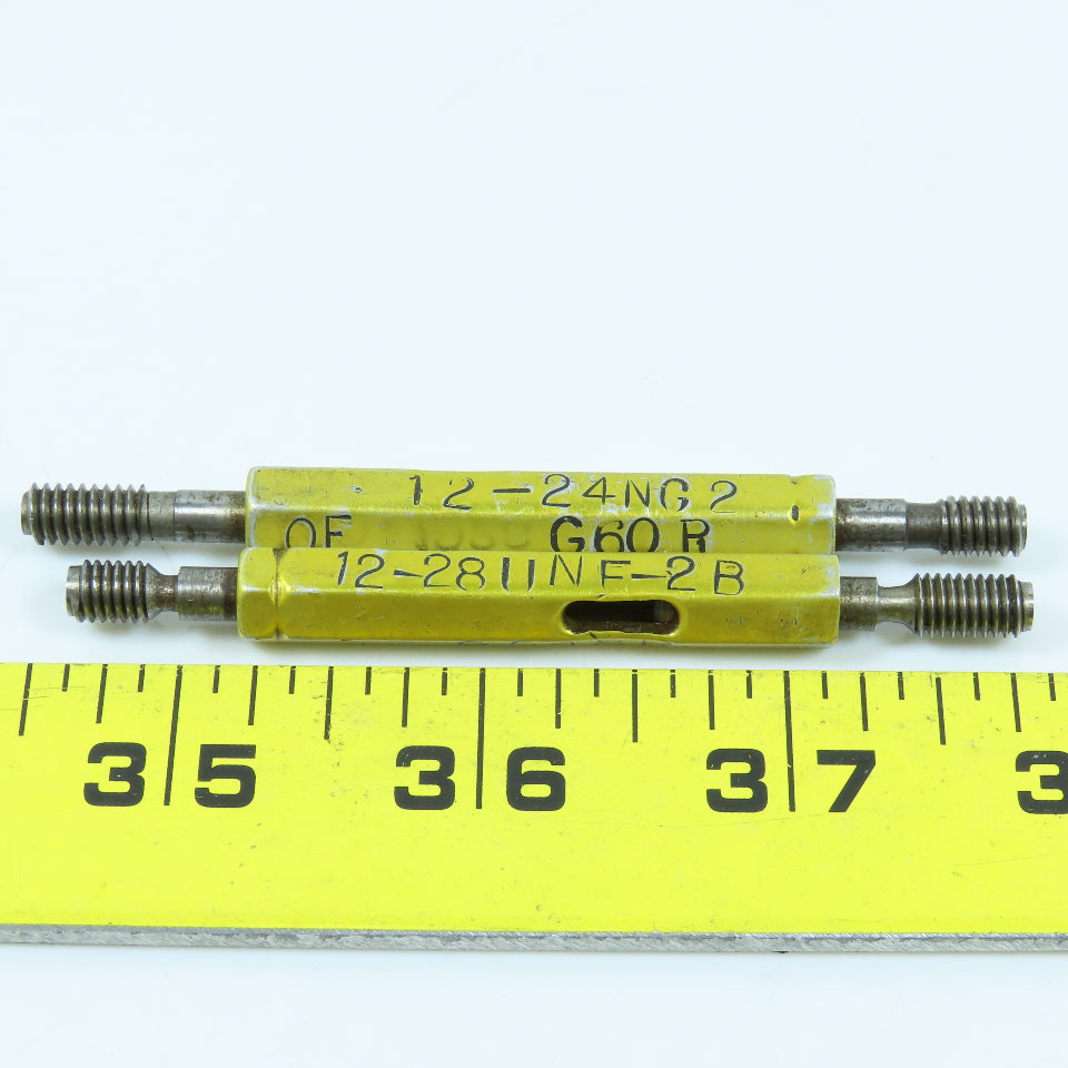 12-24 NC-2 & 12-28 UNF-2B Double End Thread Plug Gage Go No Go Lot of 2