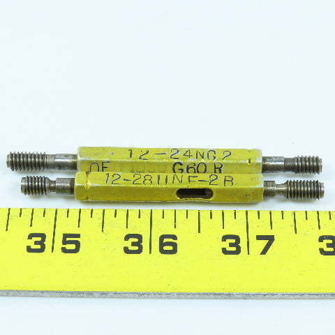 12-24 NC-2 & 12-28 UNF-2B Double End Thread Plug Gage Go No Go Lot of 2