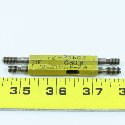 12-24 NC-2 & 12-28 UNF-2B Double End Thread Plug Gage Go No Go Lot of 2