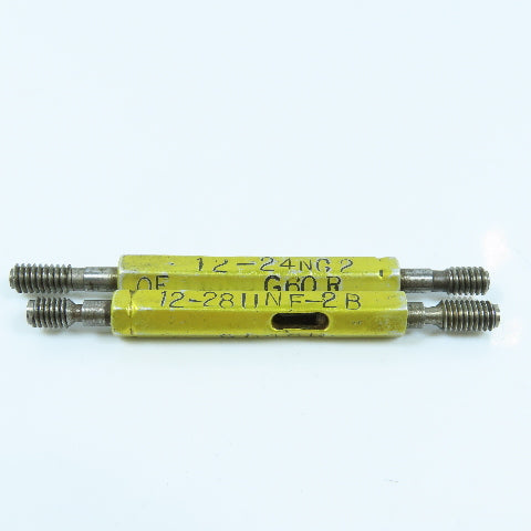 12-24 NC-2 & 12-28 UNF-2B Double End Thread Plug Gage Go No Go Lot of 2
