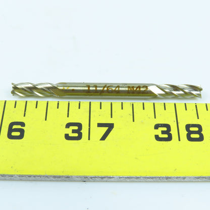 YG-1 11/64" HSS Square End Mill Center Cutting 4 Flute Double End Lot of 3
