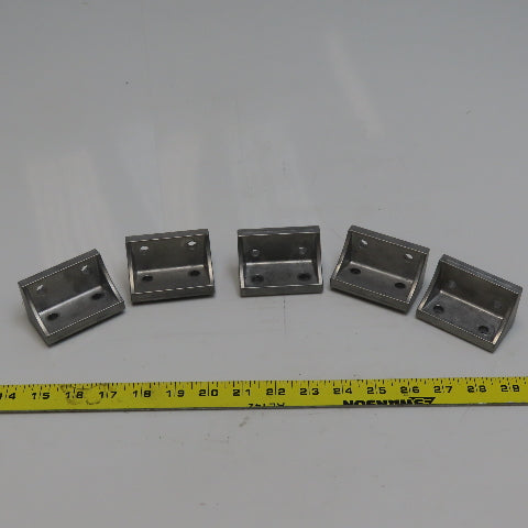 Misumi Series 8 Reversal Brackets, W/Tab, 2 Slots, 4 Holes Lot of 5