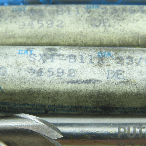 Putnam SX4-B11X 23/64" 2 Flute Square End Mill Center Cutting 3/8" Shank Lot/4