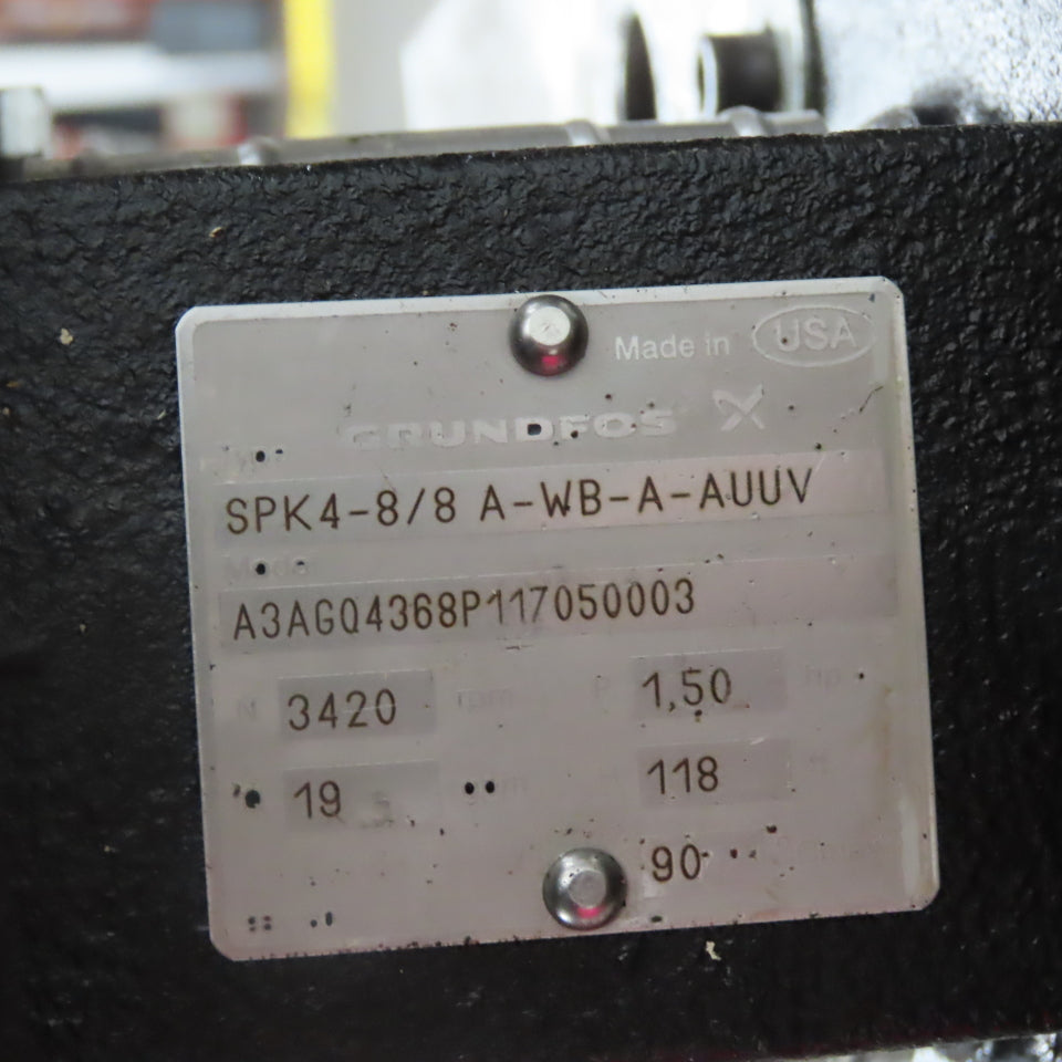 Grundfos SPK4-8/8A-WB-A-AUUV Multistage Coolant Pump 40 Gal Tank 1/2Hp 208-460V