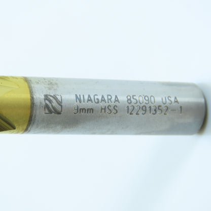 Niagara 85090 9mm 4 Flute Square Double End Mill Center Cutting 3/8" Shank TiN