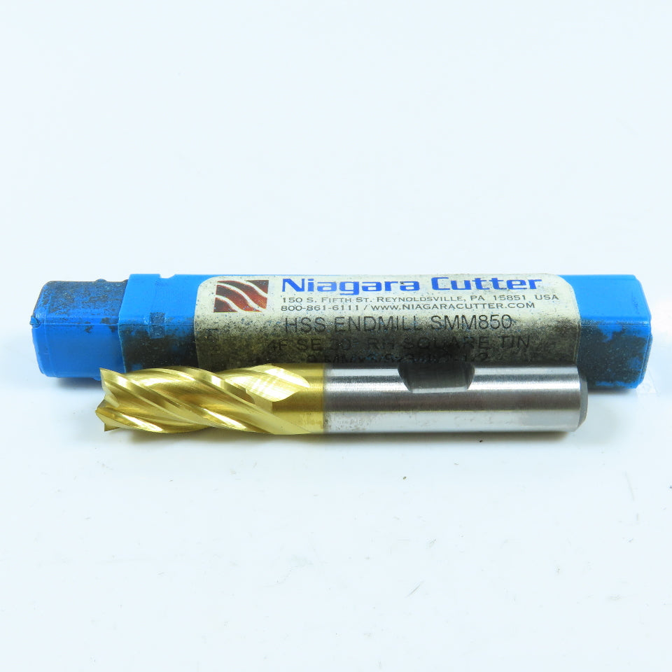 Niagara 85090 9mm 4 Flute Square Double End Mill Center Cutting 3/8" Shank TiN