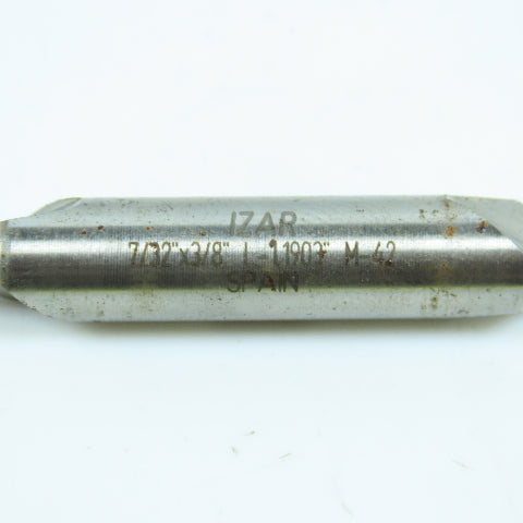 Izar 7/32" 2 Flute Square Double End Mill Center Cutting 3/8" Shank Lot of 2