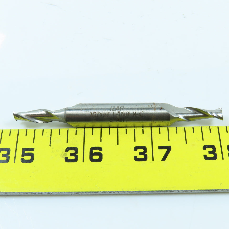 Izar 7/32" 2 Flute Square Double End Mill Center Cutting 3/8" Shank Lot of 2