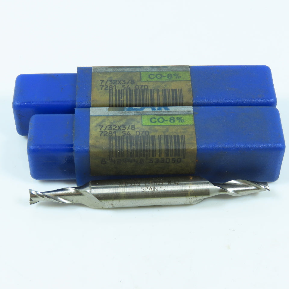Izar 7/32" 2 Flute Square Double End Mill Center Cutting 3/8" Shank Lot of 2