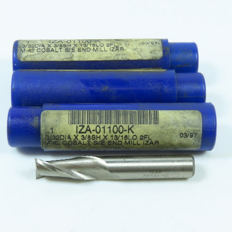 Izar 13/32" 2 Flute Square Double End Mill 3/8" Shank 3/4" LOC 2-1/2" OAL Lot/3