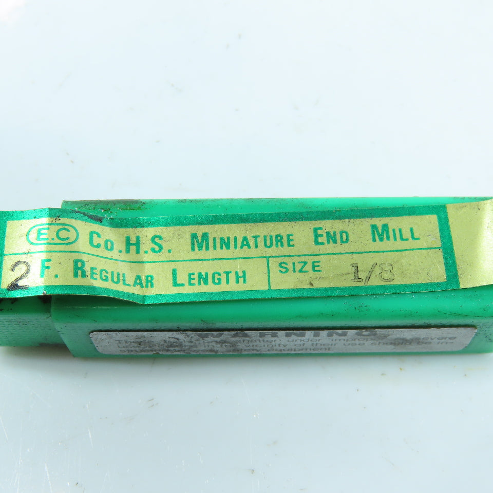 E.C 1/8" 2 Flute Square Double End Mill 3/16" Shank 3/8" LOC 2-1/4" OAL Lot of 6