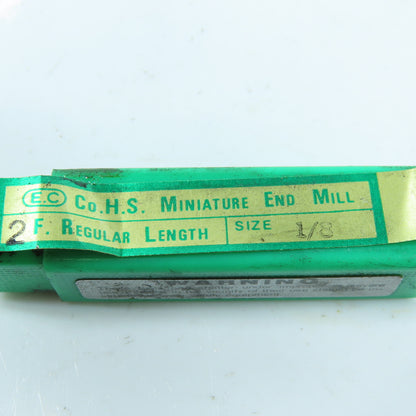 E.C 1/8" 2 Flute Square Double End Mill 3/16" Shank 3/8" LOC 2-1/4" OAL Lot of 6
