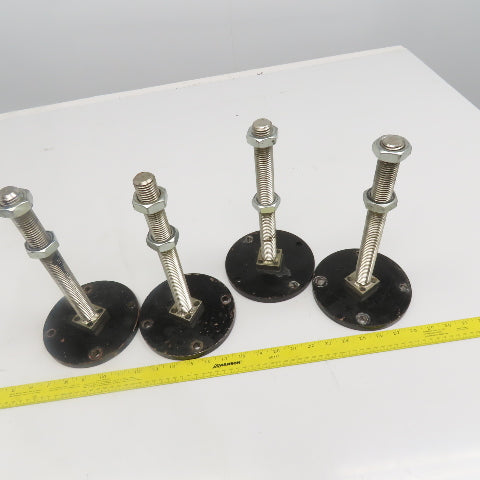 Floor Flange Foot Leveler 1"-8 Threaded Stud 10" Length 6" Base Lot Of 4